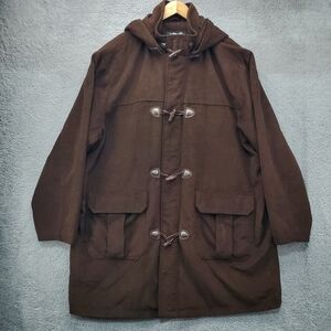 Pelle Pelle Duffle Coat Jacket Mens 4XL Brown Wool Blend Toggle Removable Hood